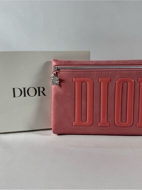 Dior Pink Embossed Logo Wristlet with Silver Star Charm